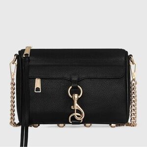Rebecca Minkoff Mini M.A.C Black with Gold Hardware Leather Crossbody Bag